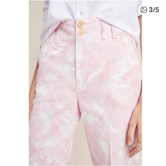 By Anthropologie Pink Tie Dye Jamie Trousers 28 - Picture 2 of 5